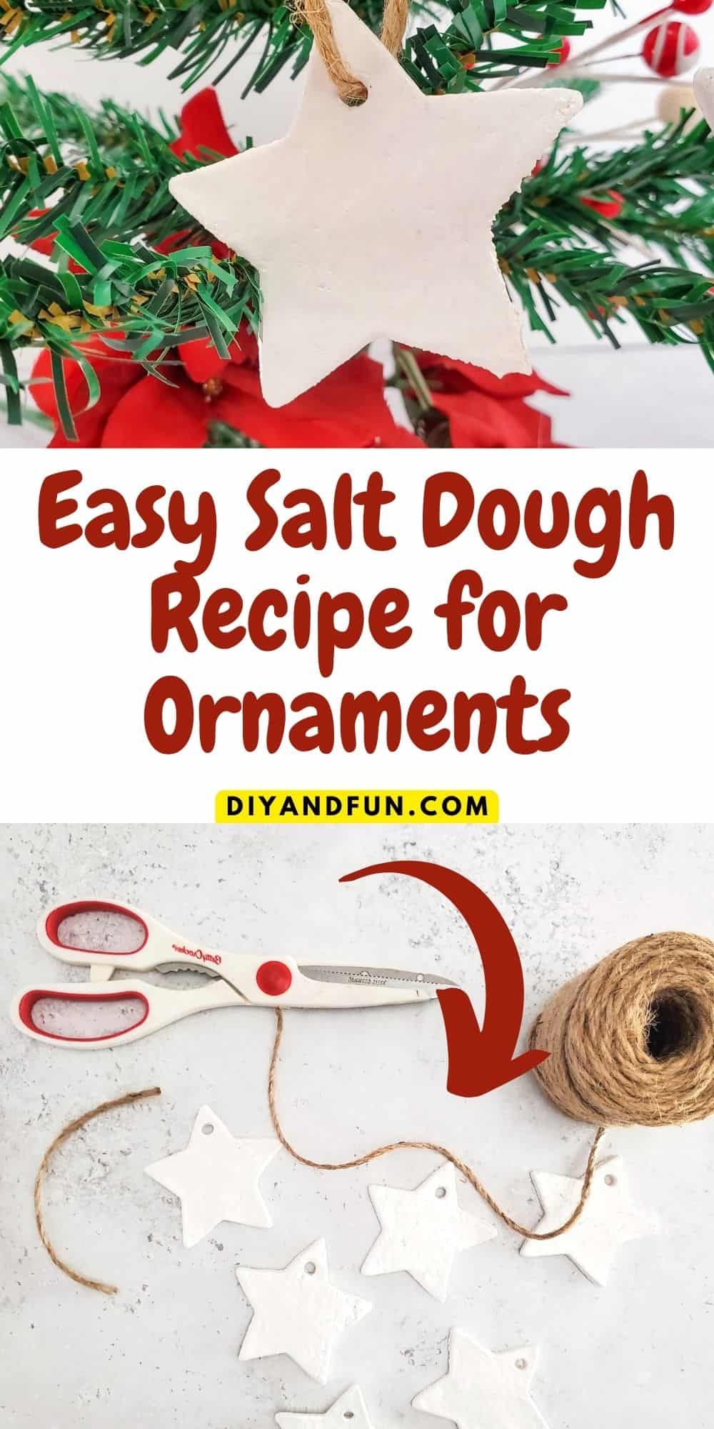 Easy Salt Dough Recipe for Ornaments, a simple three ingredient do it yourself Christmas craft idea. Suitable for Most Ages.