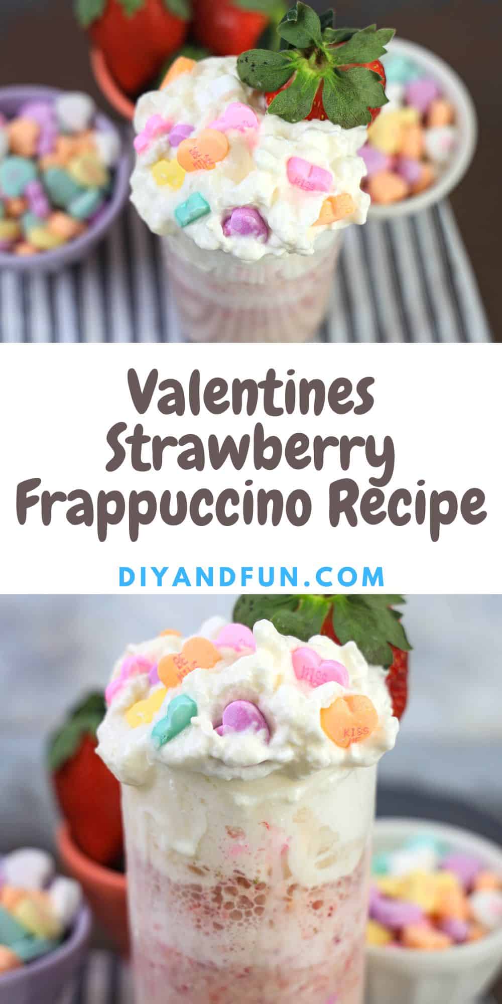 Copycat Starbucks Strawberry Frappuccino Recipe,  a simple and delicious beverage recipe made with fresh fruit. Perfect for  Valentines Day!