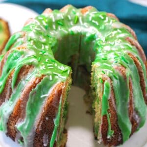 St. Patricks Day Green and Gold Bundt Cake