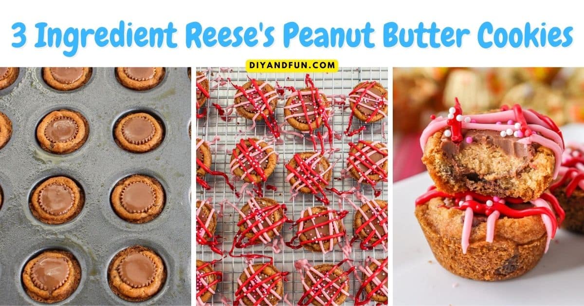 3 Ingredient Reese's Peanut Butter Cookies, a simple and delicious 15 minute dessert or snack recipe idea for making a yummy cookie.