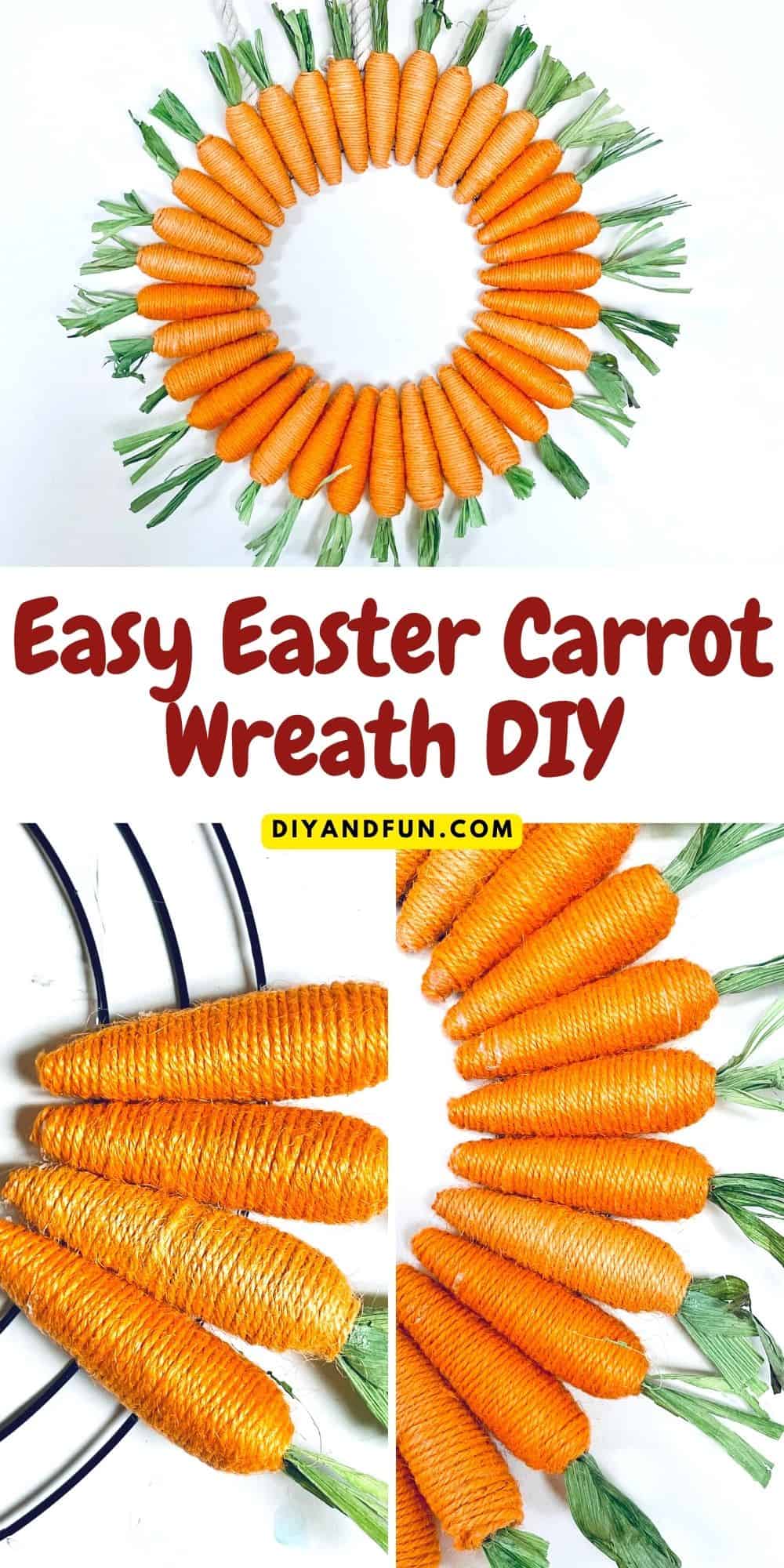 Easy Easter Carrot Wreath DIY, a simple spring craft diy idea that can be made with dollar store materials in less than a half hour.