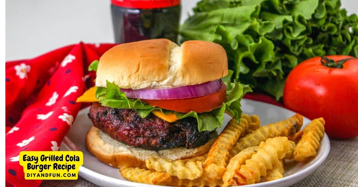 Easy Grilled Cola Burger Recipe, a simple and delicious grilled burger flavored with soda and french salad dressing.