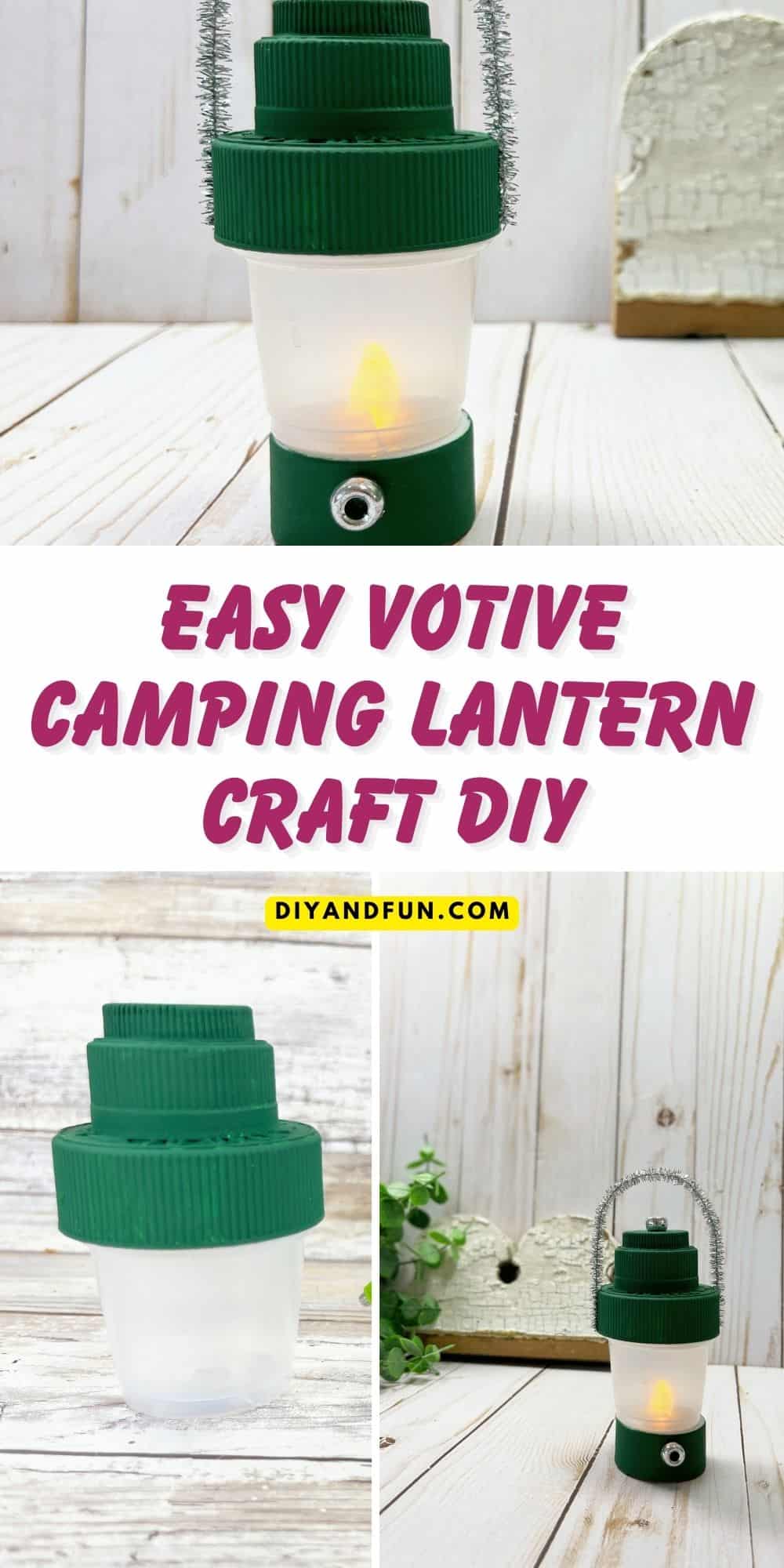 Easy Votive Camping Lantern Craft DIY, a simple craft idea that is suitable for many ages and made with dollar store and upcycled materials #kidscraft #campingcraft