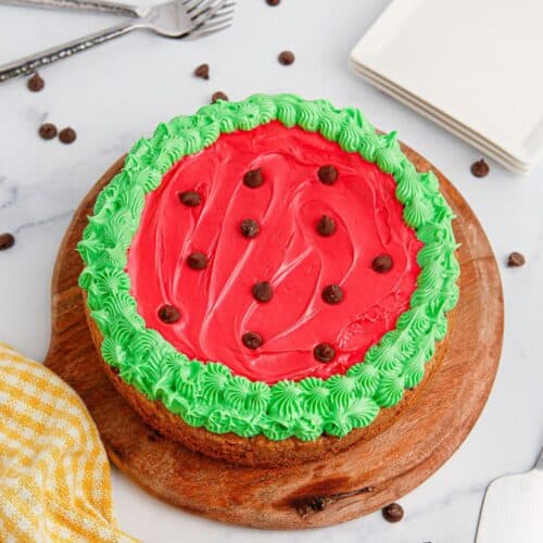 Chocolate Chip Watermelon Cookie Cake