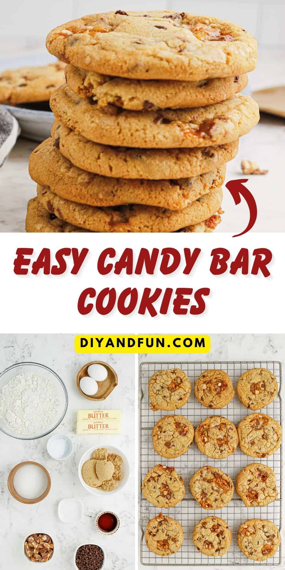 Easy Candy Bar Cookies, a delicious soft and chewy dessert or snack recipe made with chopped candy bars  in a decadent cookie.