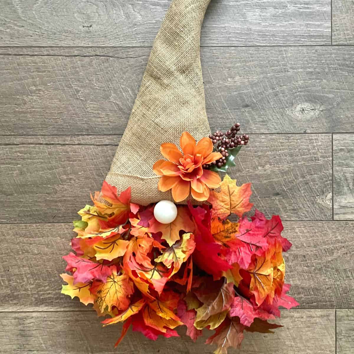 Easy Fall Gnome Door Hanger DIY, a simple and adorable 20 minute craft project for most ages that can be made with dollar store materials. 