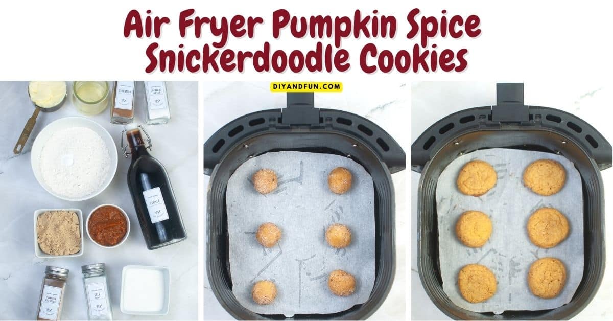 Air Fryer Pumpkin Spice Snickerdoodle Cookies, a delicious and easy dessert or snack recipe featuring soft and chewy cookies.