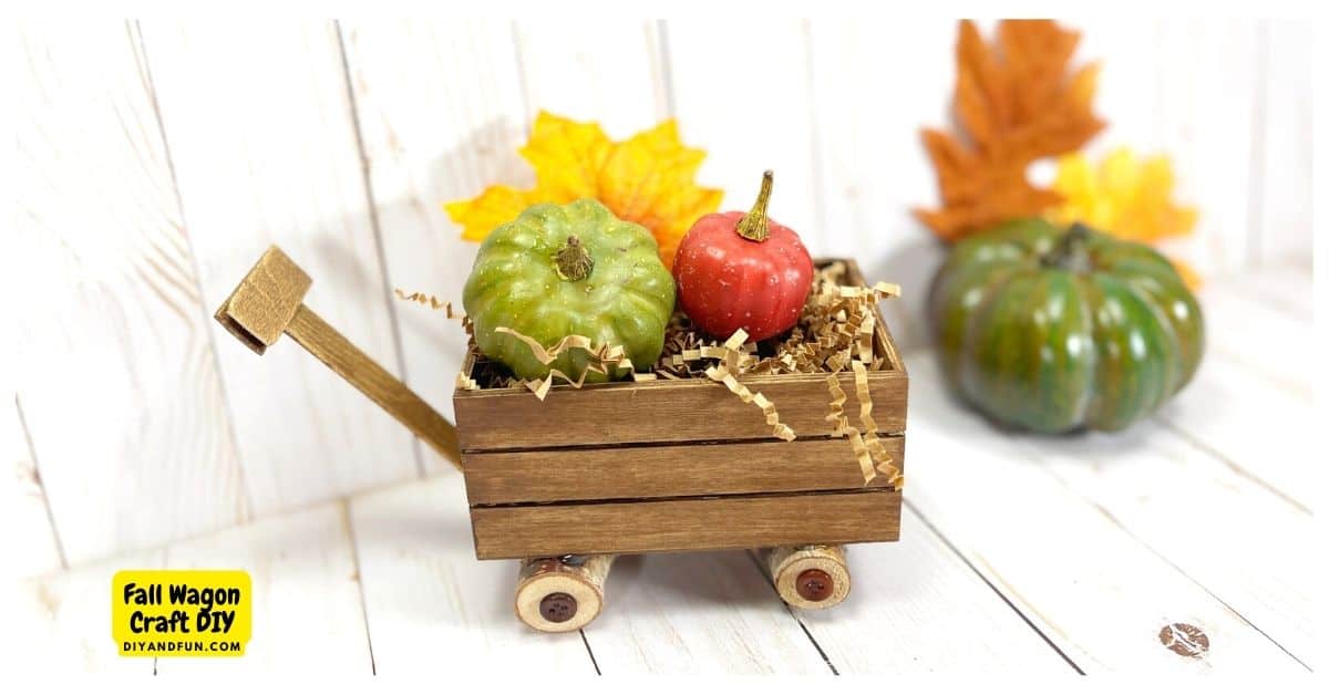 Fall Wagon Craft DIY, a simple and adorable do it yourself home decor project for turning a crate into a wagon. Dollar Store, Most Ages.