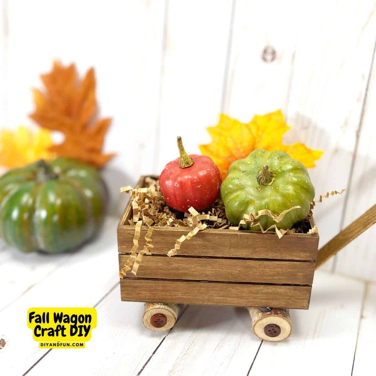Fall Wagon Craft DIY, a simple and adorable do it yourself home decor project for turning a crate into a wagon. Dollar Store, Most Ages.