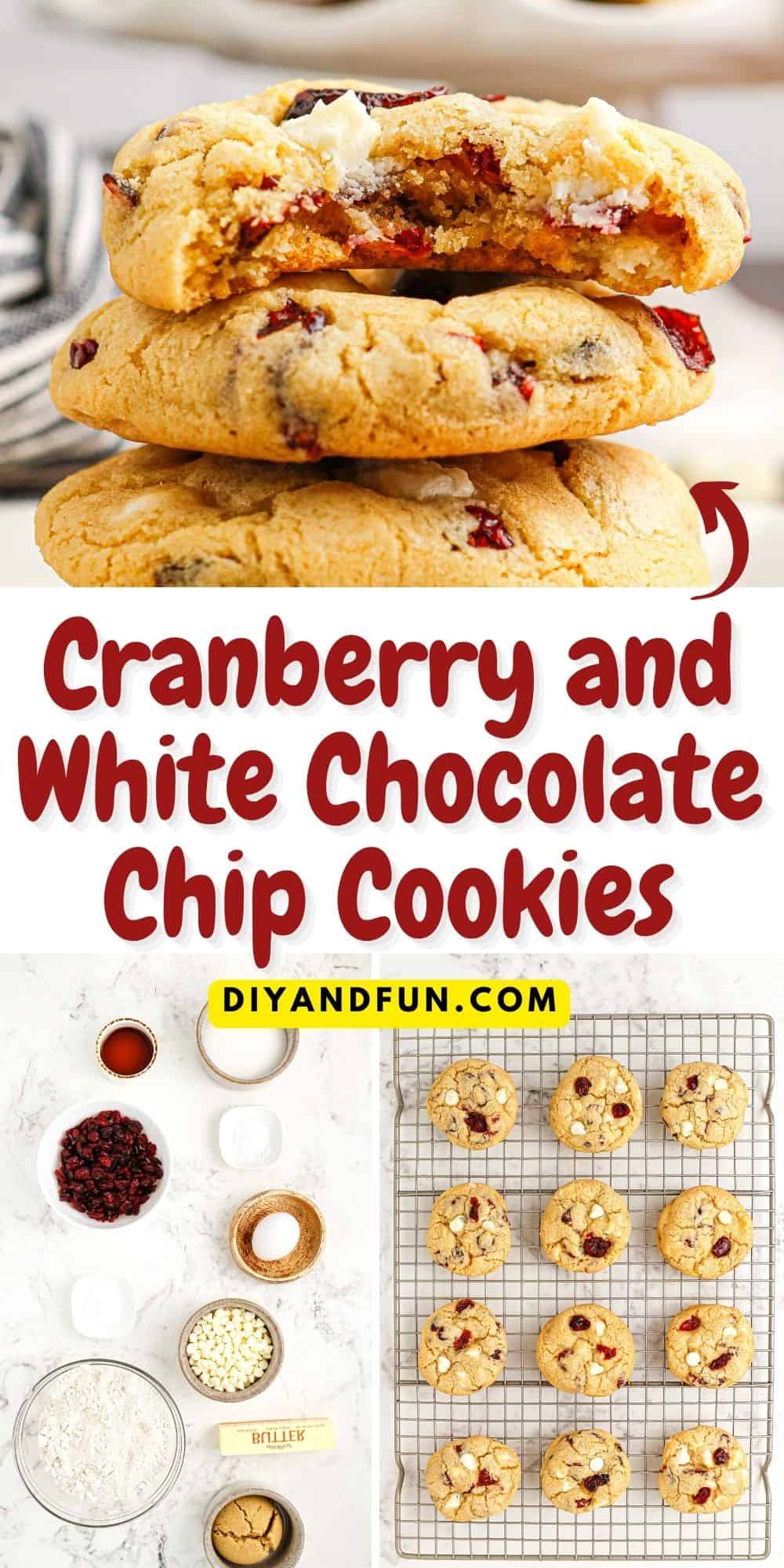 Cranberry and White Chocolate Chip Cookies, a delicious dessert or snack recipe made with real cranberries. Perfect holiday cookie idea! 