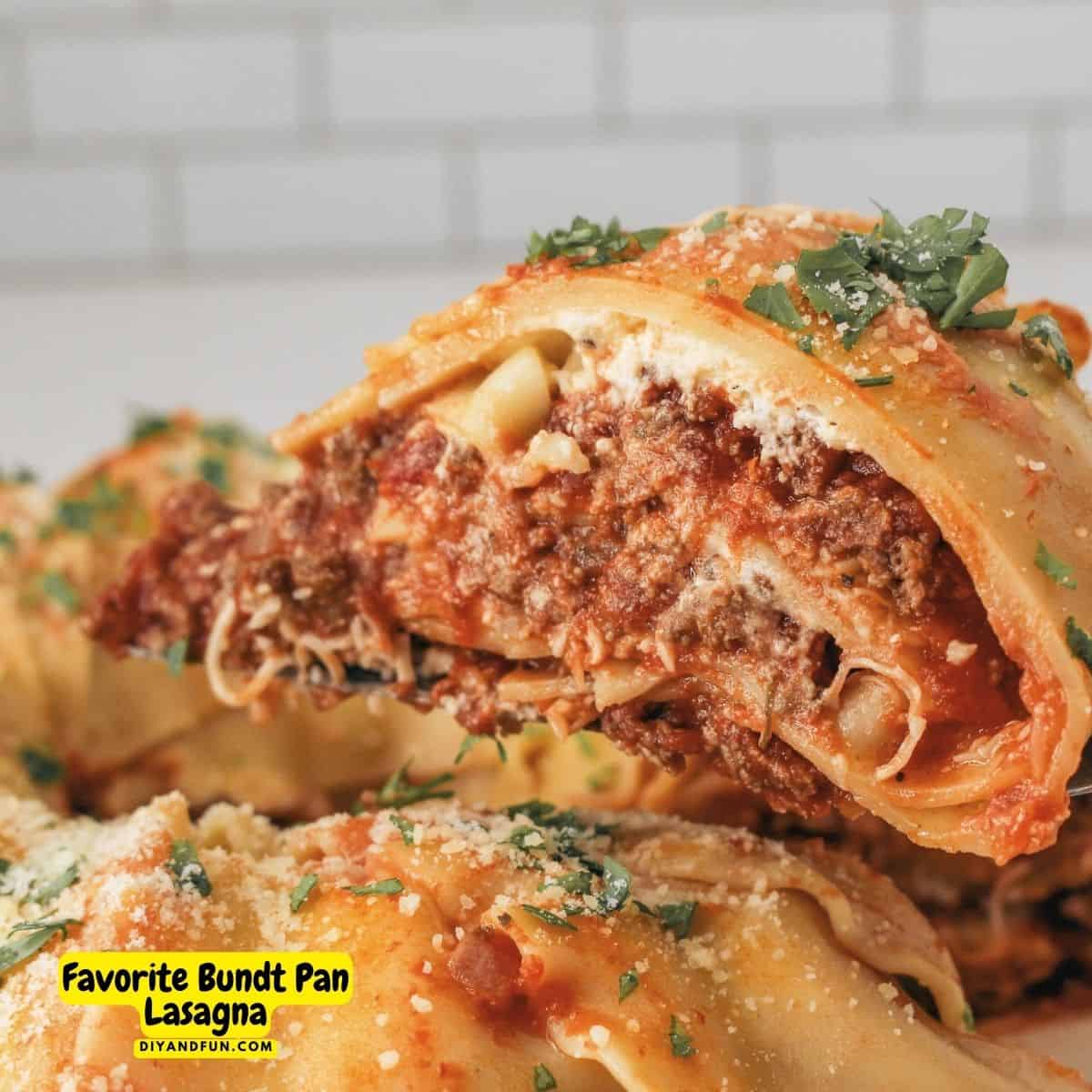 Favorite Bundt Pan Lasagna, a delicious and flavorful Italian pasta dinner recipe made in a bundt style baking pan. 