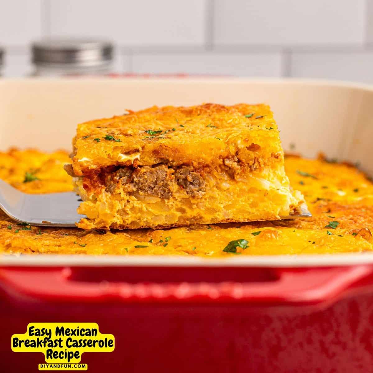 Easy Mexican Breakfast Casserole Recipe, a simple and delicious Mexican inspired recipe idea made with hash browns, sausage, and eggs. Easy Mexican Breakfast Casserole Recipe, a simple and delicious Mexican inspired recipe idea made with hash browns, sausage, and eggs.