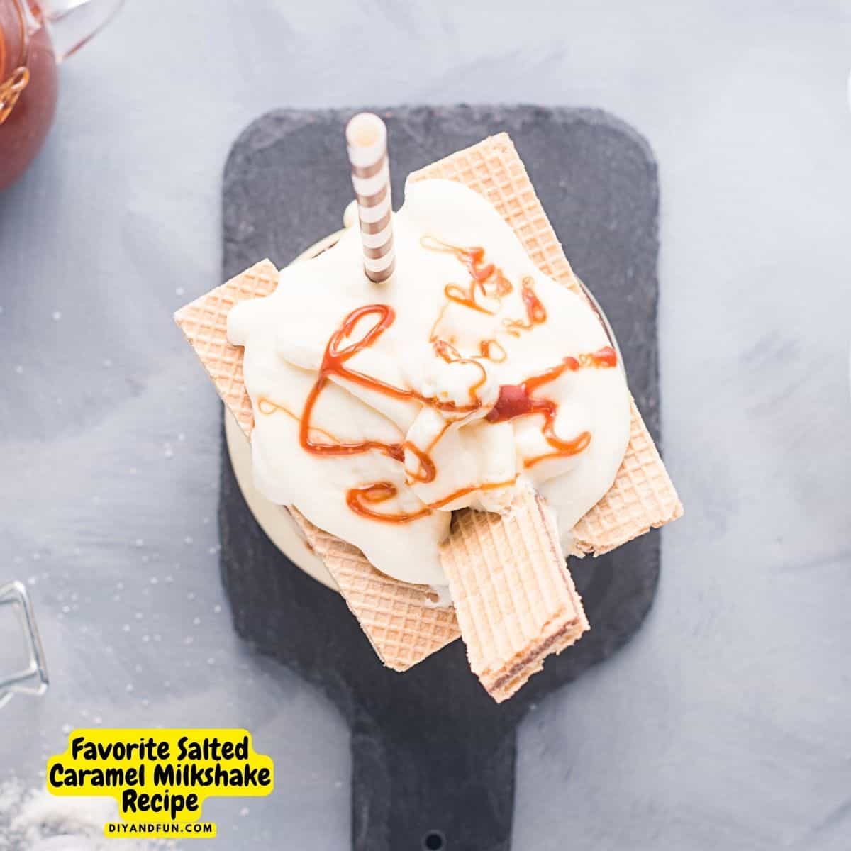 Favorite Salted Caramel Milkshake Recipe, a simple and delicious beverage recipe featuring vanilla ice cream and salted caramel sauce. Favorite Salted Caramel Milkshake Recipe, a simple and delicious beverage recipe featuring vanilla ice cream and salted caramel sauce.