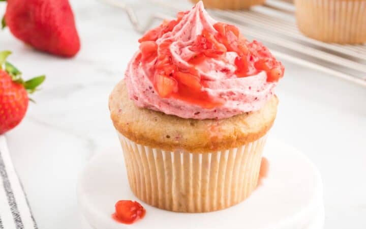 Strawberry Filled Vanilla Cupcakes