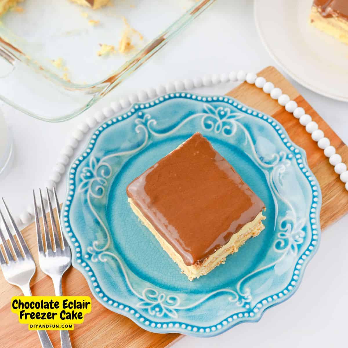 Chocolate Eclair Freezer Cake, a delicious, quick and easy no bake dessert recipe made with just 5 ingredients. Chocolate Eclair Freezer Cake, a delicious, quick and easy no bake dessert recipe made with just 5 ingredients.