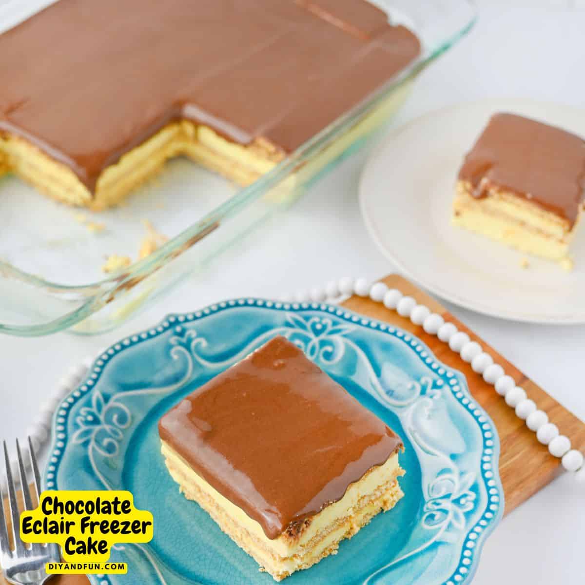 Chocolate Eclair Freezer Cake, a delicious, quick and easy no bake dessert recipe made with just 5 ingredients. Chocolate Eclair Freezer Cake, a delicious, quick and easy no bake dessert recipe made with just 5 ingredients.
