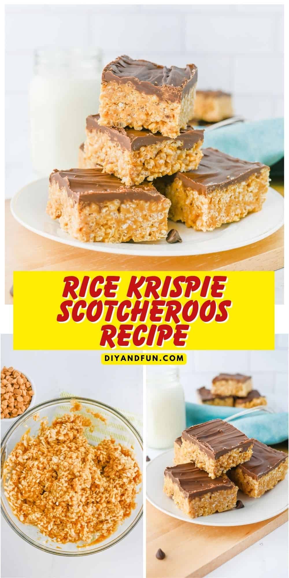 Rice Krispie Scotcheroos Recipe, a simple and delicious no bake dessert recipe made with peanut butter and butterscotch chips. Rice Krispie Scotcheroos Recipe, a simple and delicious no bake dessert recipe made with peanut butter and butterscotch chips.