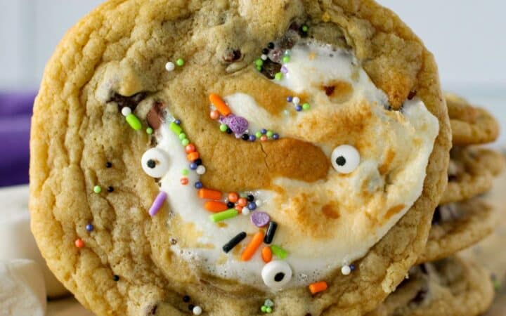 Monster Chocolate Chip Stuffed S’more Cookies