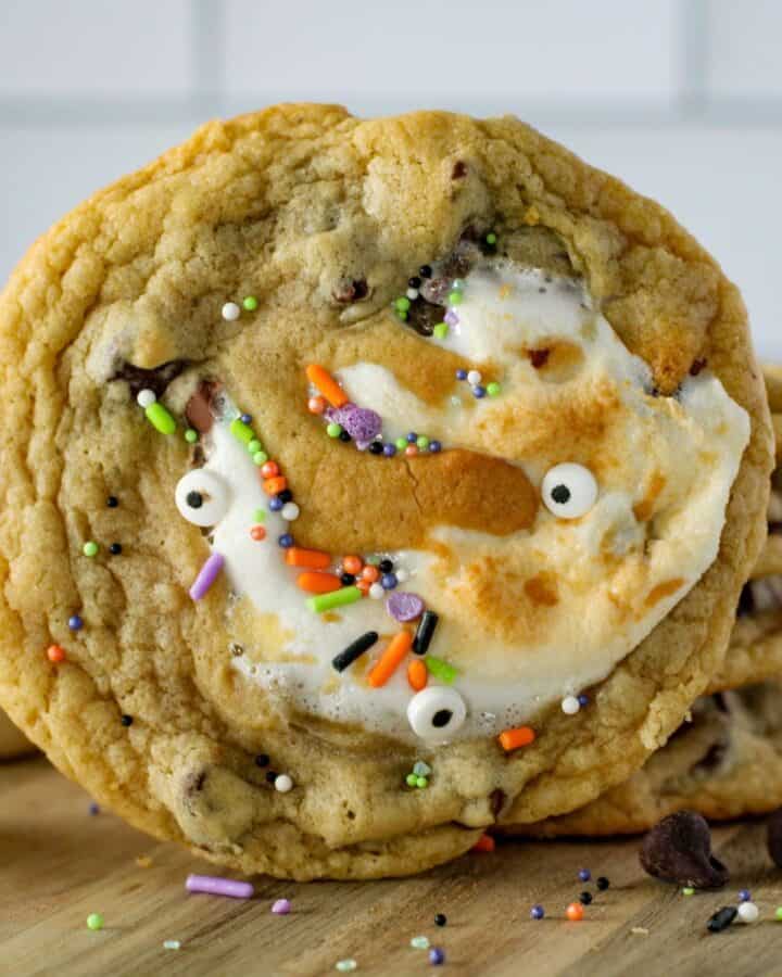 Monster Chocolate Chip Stuffed S’more Cookies