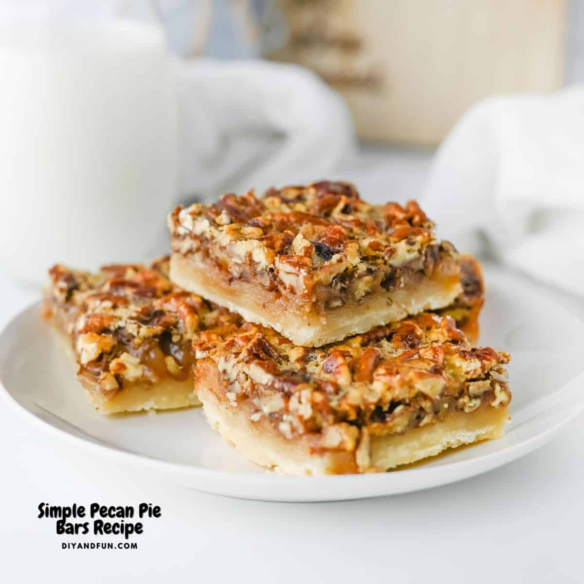 Simple Pecan Pie Bars Recipe, a delicious layered dessert featuring a gooey pecan filling on top of a shortbread crust. Simple Pecan Pie Bars Recipe, a delicious layered dessert featuring a gooey pecan filling on top of a shortbread crust.