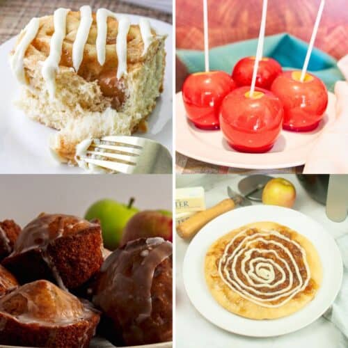 27 Delicious Desserts Made with Apples, including vegan, no added sugar, air fryer, cakes, cookies, and apple crisp recipes.