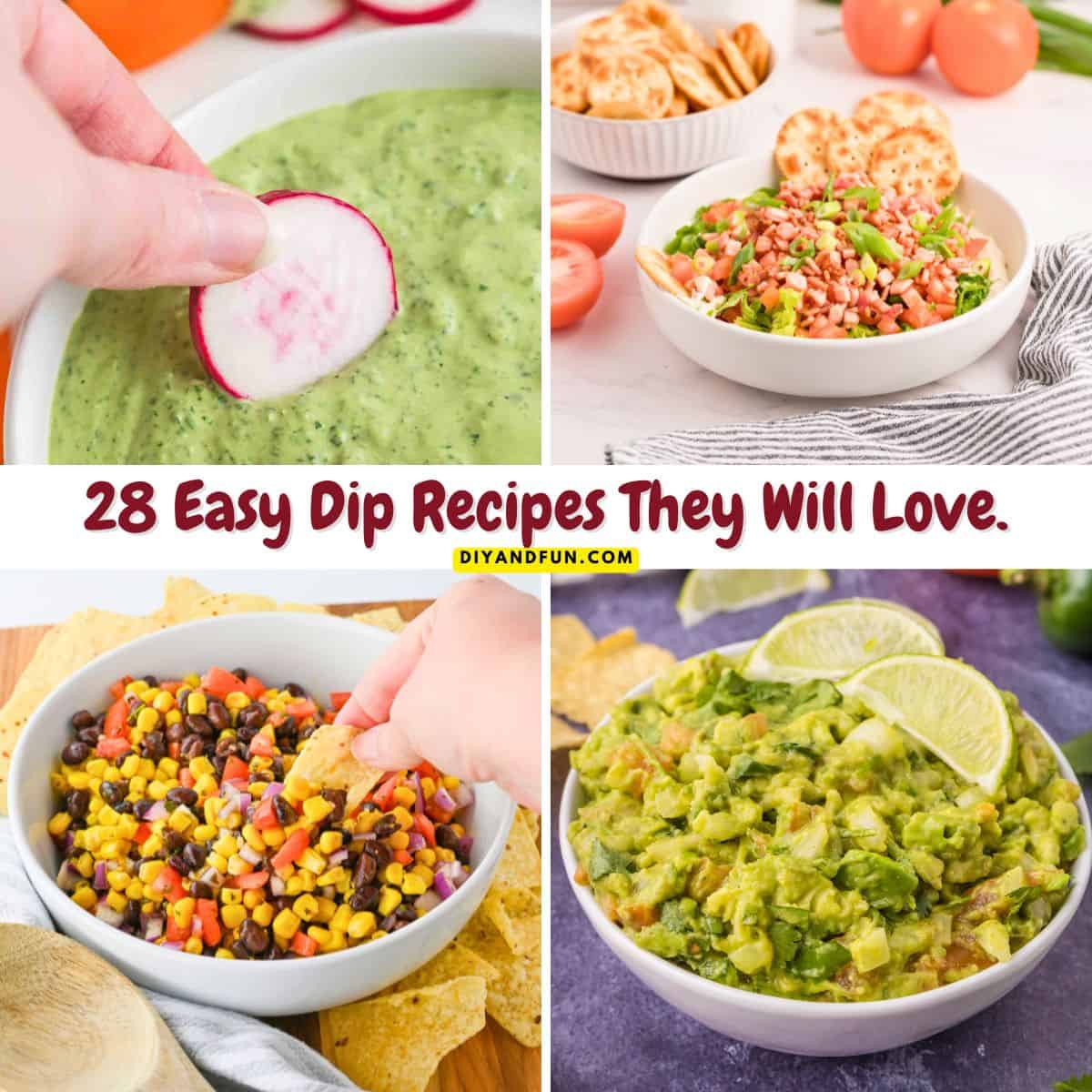 28 Easy Dip Recipes They Will Love. Get the best recipes for seven-layer, guacamole, hummus, spinach, and salsa dips that are crowd-pleasers.