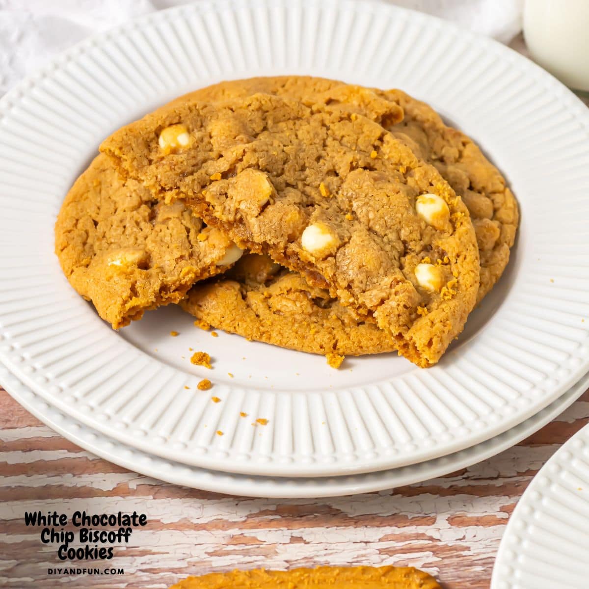 The ultimate White Chocolate Chip Biscoff Cookies recipe! Soft, chewy, and loaded with cookie butter and white chocolate. Bake them today! White Chocolate Chip Biscoff Cookies