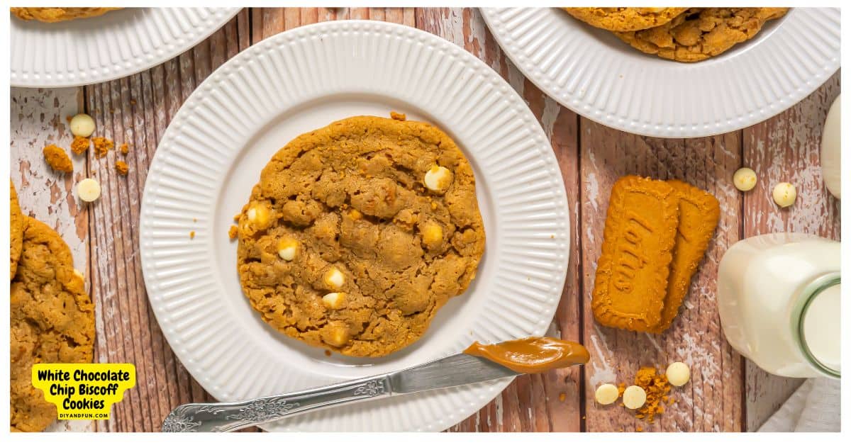 The ultimate White Chocolate Chip Biscoff Cookies recipe! Soft, chewy, and loaded with cookie butter and white chocolate. Bake them today! The ultimate White Chocolate Chip Biscoff Cookies recipe! Soft, chewy, and loaded with cookie butter and white chocolate. Bake them today!
