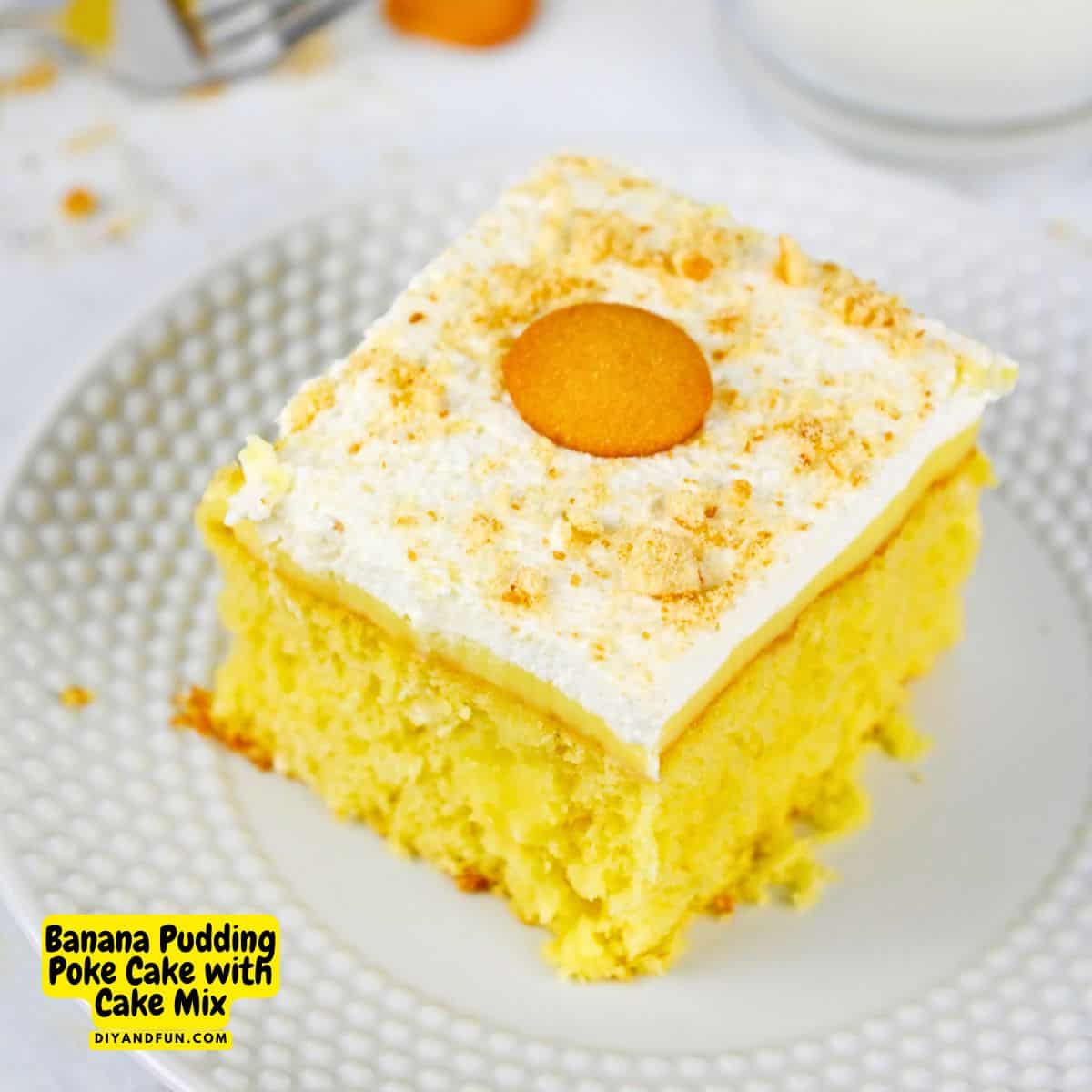 Banana Pudding Poke Cake with Cake Mix, an easy dessert recipe for a moist, fluffy yellow cake with creamy banana pudding, and Nilla Wafers Banana Pudding Poke Cake with Cake Mix, an easy dessert recipe for a moist, fluffy yellow cake with creamy banana pudding, and Nilla Wafers