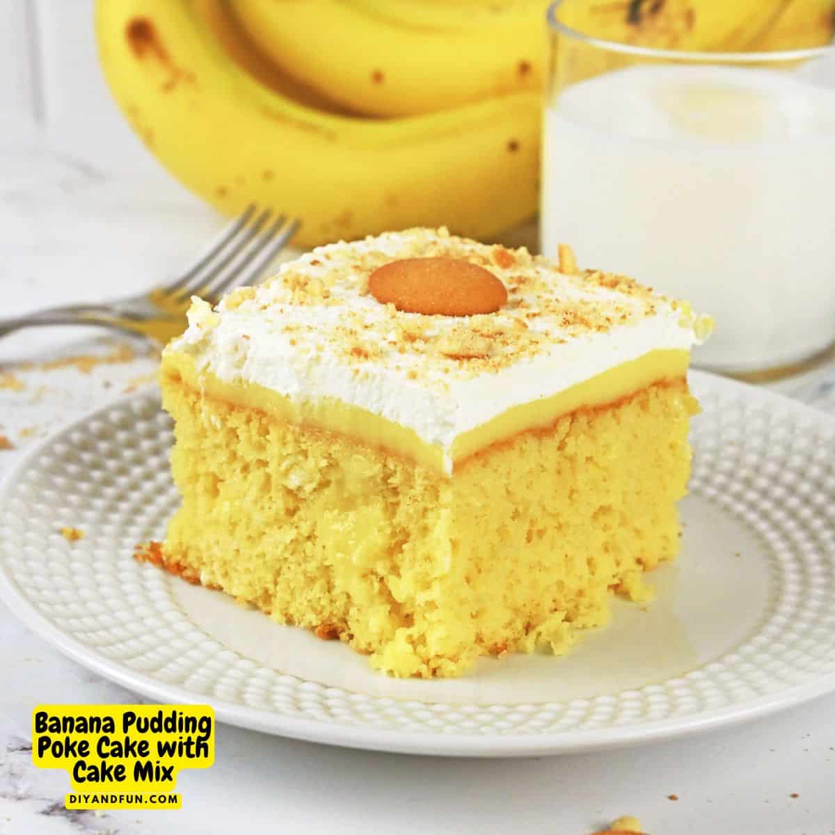 Banana Pudding Poke Cake with Cake Mix, an easy dessert recipe for a moist, fluffy yellow cake with creamy banana pudding, and Nilla Wafers Banana Pudding Poke Cake with Cake Mix, an easy dessert recipe for a moist, fluffy yellow cake with creamy banana pudding, and Nilla Wafers