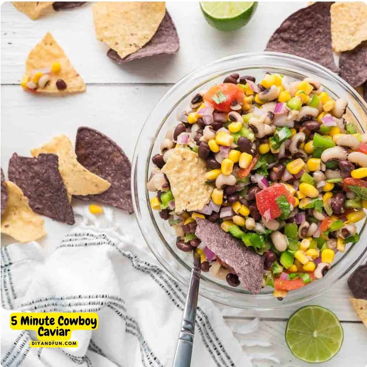 5 Minute Cowboy Caviar Recipe, aka Texas Caviar, is a simple and colorful bean salad, dip, or topping made vibrant and healthy ingredients. 5 Minute Cowboy Caviar Recipe, aka Texas Caviar, is a simple and colorful bean salad, dip, or topping made vibrant and healthy ingredients.