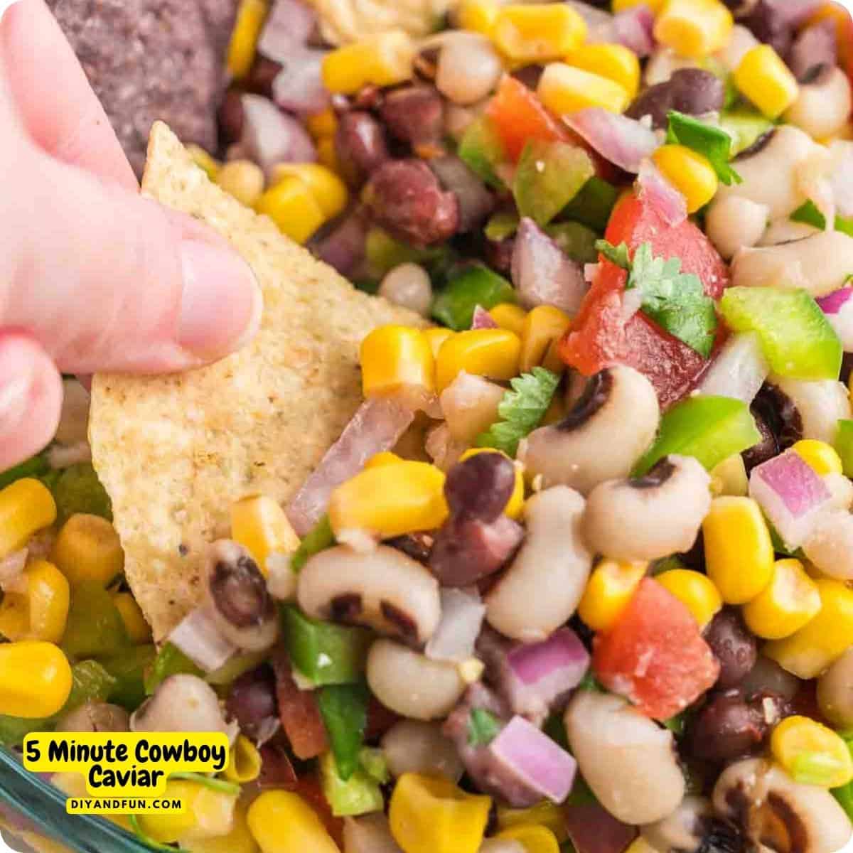 5 Minute Cowboy Caviar Recipe, aka Texas Caviar, is a simple and colorful bean salad, dip, or topping made vibrant and healthy ingredients. 5 Minute Cowboy Caviar