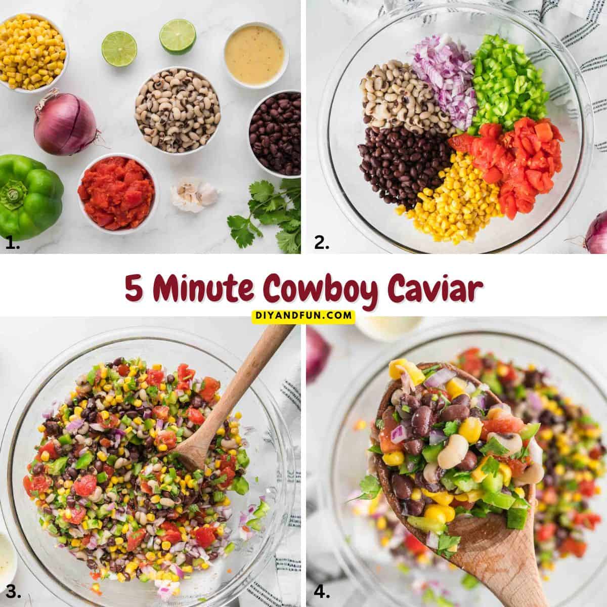 5 Minute Cowboy Caviar Recipe, aka Texas Caviar, is a simple and colorful bean salad, dip, or topping made vibrant and healthy ingredients. 5 Minute Cowboy Caviar Recipe, aka Texas Caviar, is a simple and colorful bean salad, dip, or topping made vibrant and healthy ingredients.