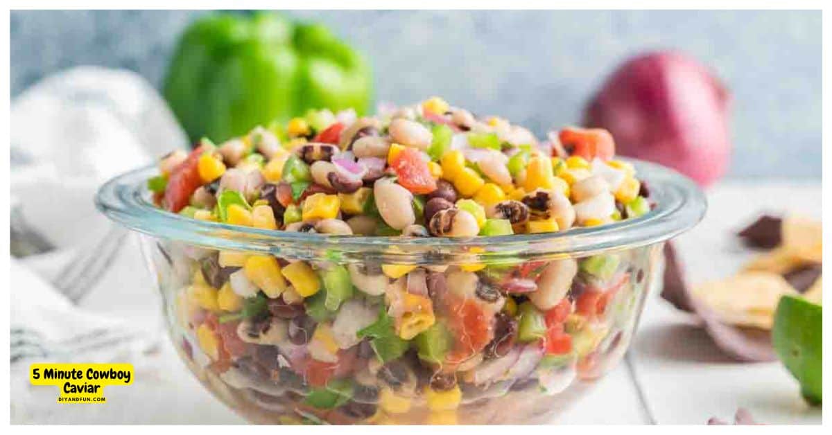 5 Minute Cowboy Caviar Recipe, aka Texas Caviar, is a simple and colorful bean salad, dip, or topping made vibrant and healthy ingredients. 5 Minute Cowboy Caviar Recipe, aka Texas Caviar, is a simple and colorful bean salad, dip, or topping made vibrant and healthy ingredients.