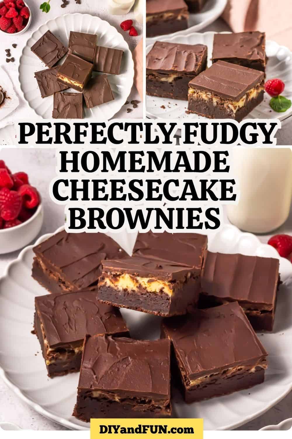 Perfectly Fudgy Homemade Cheesecake Brownies, a decadent, triple-layer dessert featuring a cheesecake center topped with chocolate ganache. Perfectly Fudgy Homemade Cheesecake Brownies, a decadent, triple-layer dessert featuring a cheesecake center topped with chocolate ganache.