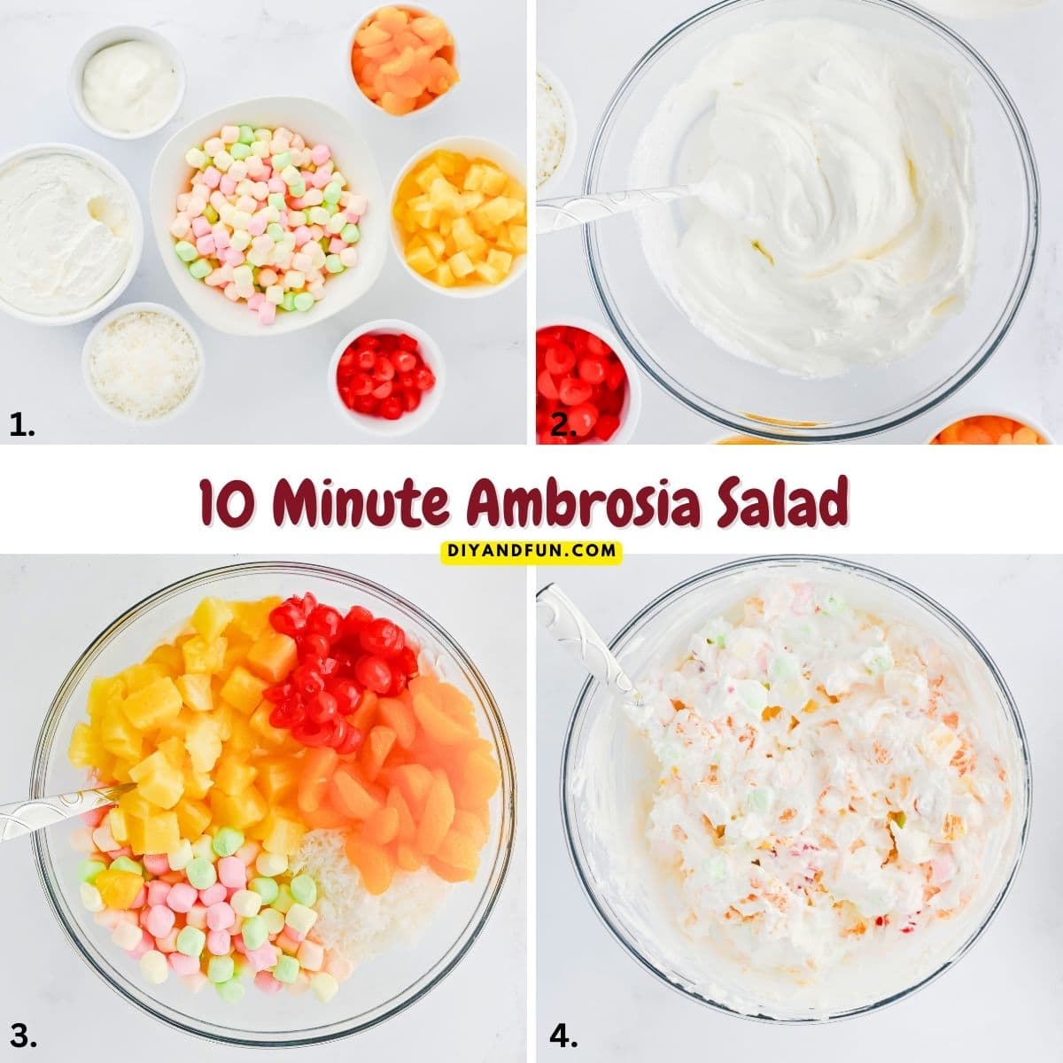 Classic Creamy Ambrosia Salad is the ultimate nostalgic 10 minute dessert made with fruit, creamy whipped topping and fluffy marshmallows . Classic Creamy Ambrosia Salad is the ultimate nostalgic 10 minute dessert made with fruit, creamy whipped topping and fluffy marshmallows .