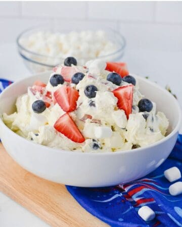 Red White and Blue Cheesecake Salad (Easy 15-Minute Recipe)