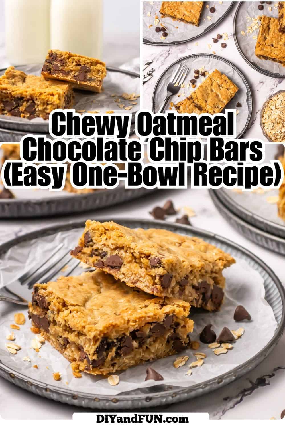 Chewy Oatmeal Chocolate Chip Bars is an Easy One-Bowl Recipe combining the hearty chew of a classic cookie with the ease of a one-pan bake. Chewy Oatmeal Chocolate Chip Bars is an Easy One-Bowl Recipe combining the hearty chew of a classic cookie with the ease of a one-pan bake.