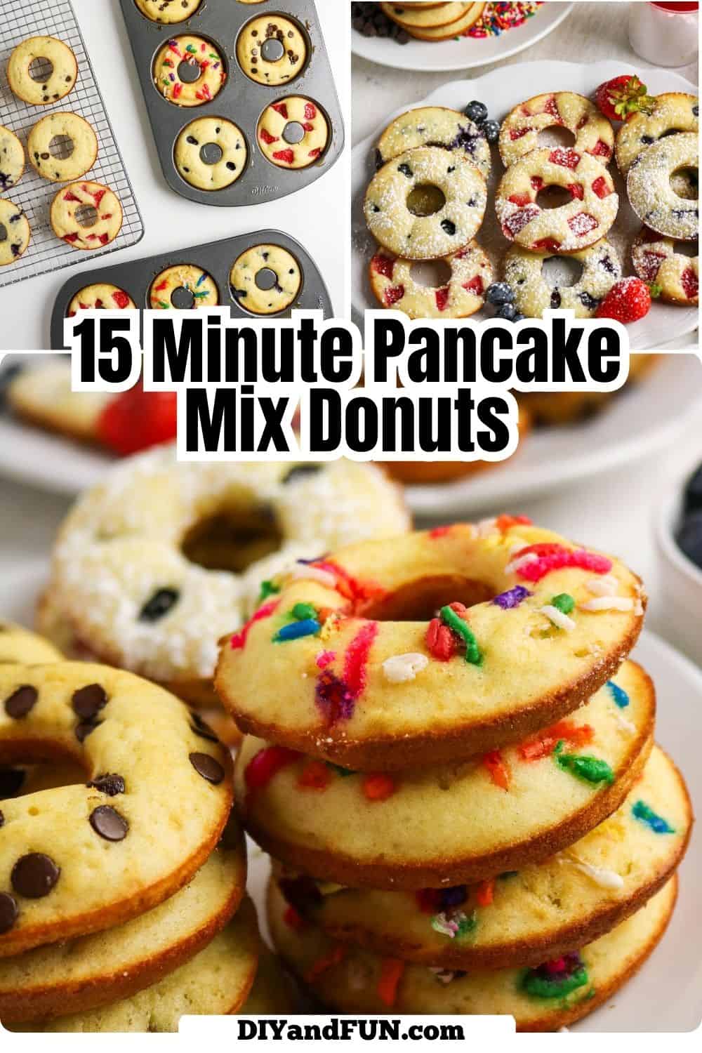 15 Minute Pancake Mix Donuts, easy homemade donuts that are fluffy, customizable, and family-friendly. Perfect for breakfast, snack, or dessert 15 Minute Pancake Mix Donuts, easy homemade donuts that are fluffy, customizable, and family-friendly. Perfect for breakfast, snack, or dessert