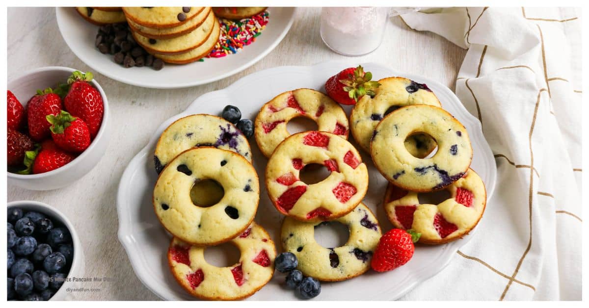 15 Minute Pancake Mix Donuts, easy homemade donuts that are fluffy, customizable, and family-friendly. Perfect for breakfast, snack, or dessert 15 Minute Pancake Mix Donuts, easy homemade donuts that are fluffy, customizable, and family-friendly. Perfect for breakfast, snack, or dessert