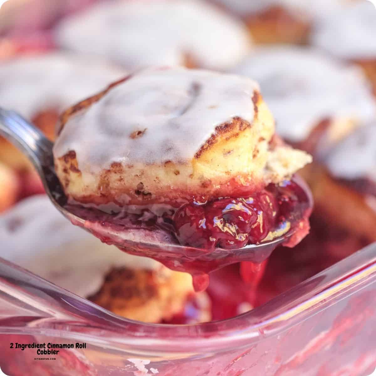 Cinnamon Roll Cobbler, just 2 ingredients, featuring gooey cinnamon rolls in a comforting dish perfect for breakfast, brunch, or dessert. 2 Ingredient Cinnamon Roll Cobbler