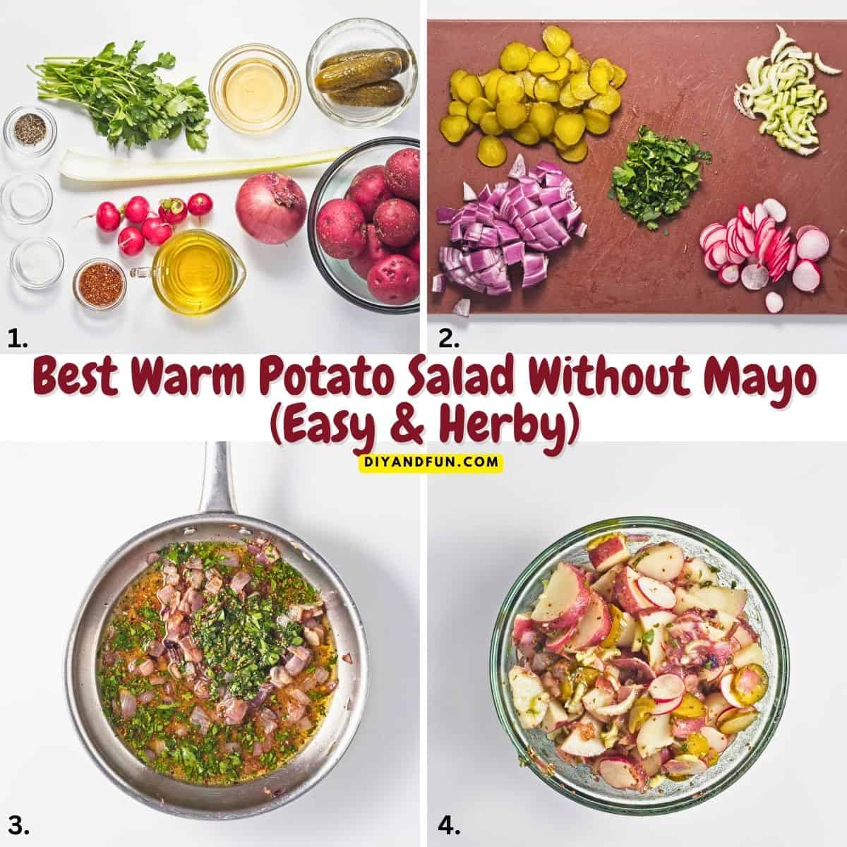 The Best Warm Potato Salad Without Mayo. Easy and Herby side dish perfect for BBQs, picnics, and weeknight dinners. Vegan, Gluten Free, Mediterranean Diet Friendly. The Best Warm Potato Salad Without Mayo. Easy and Herby side dish perfect for BBQs, picnics, and weeknight dinners. Vegan, Gluten Free, Mediterranean Diet Friendly.