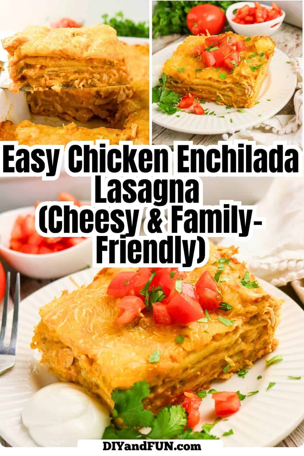 Easy Chicken Enchilada Lasagna is a cheesy, layered Tex-Mex casserole made with shredded chicken, enchilada sauce, tortillas, and creamy seasoned filling. Perfect for busy weeknights, potlucks, or family dinners. Easy Chicken Enchilada Lasagna is a cheesy, layered Tex-Mex casserole made with shredded chicken, enchilada sauce, tortillas, and creamy seasoned filling. Perfect for busy weeknights, potlucks, or family dinners.