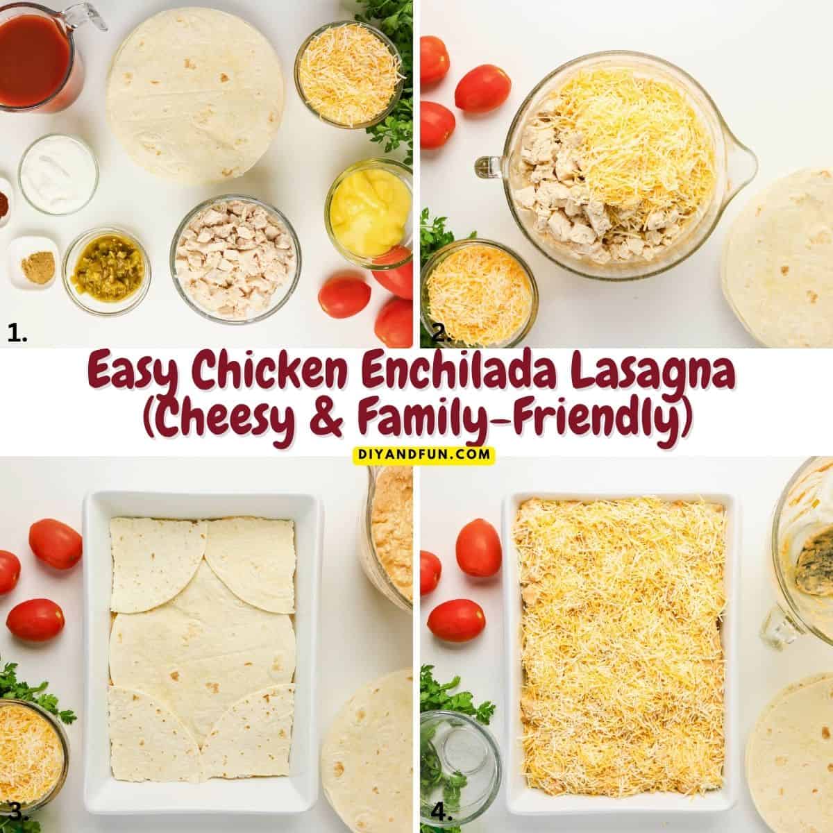 Easy Chicken Enchilada Lasagna is a cheesy, layered Tex-Mex casserole made with shredded chicken, enchilada sauce, tortillas, and creamy seasoned filling. Perfect for busy weeknights, potlucks, or family dinners. Easy Chicken Enchilada Lasagna is a cheesy, layered Tex-Mex casserole made with shredded chicken, enchilada sauce, tortillas, and creamy seasoned filling. Perfect for busy weeknights, potlucks, or family dinners.
