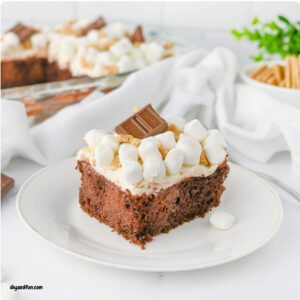 Marshmallow Fluff S'mores Poke Cake