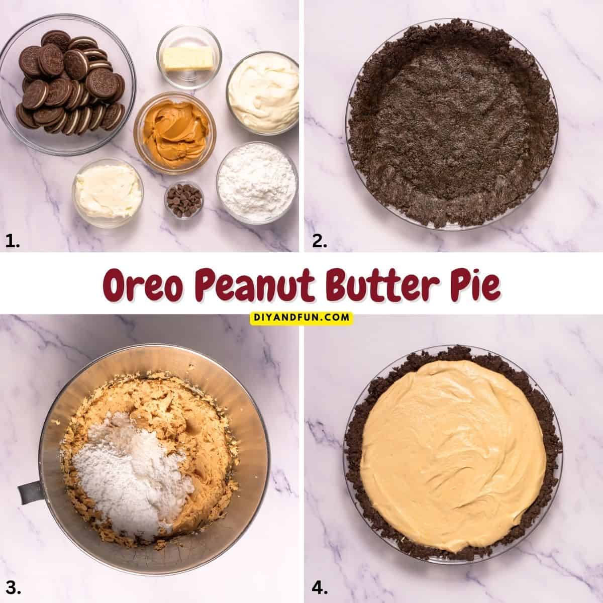 The Best Oreo Peanut Butter Pie, an easy dessert recipe featuring a rich peanut butter filling on an Oreo cookie crust with melted chocolate. Oreo Peanut Butter Pie