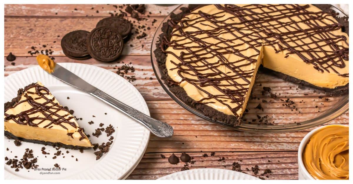 The Best Oreo Peanut Butter Pie, an easy dessert recipe featuring a rich peanut butter filling on an Oreo cookie crust with melted chocolate. The Best Oreo Peanut Butter Pie, an easy dessert recipe featuring a rich peanut butter filling on an Oreo cookie crust with melted chocolate.