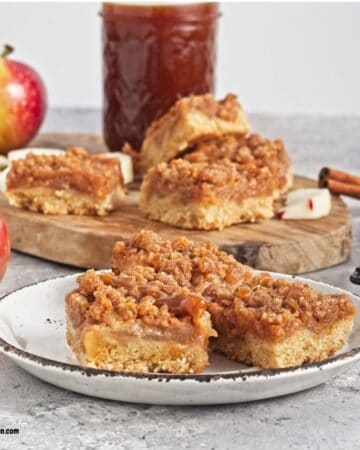 Easy Caramel Apple Tart with Streusel Topping (Dairy-Free)