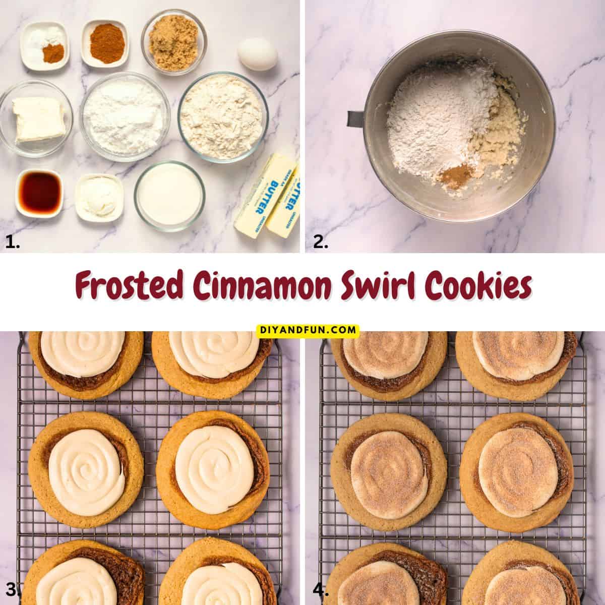 Frosted Cinnamon Swirl Cookies, delicious soft and buttery bakery-style cookies topped with creamy frosting and cinnamon sugar. Frosted Cinnamon Swirl Cookies, delicious soft and buttery bakery-style cookies topped with creamy frosting and cinnamon sugar.