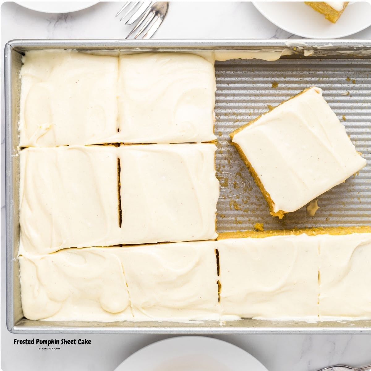 Frosted Pumpkin Sheet Cake, An easy fall dessert featuring a moist and fluffy cake topped with a rich cinnamon cream cheese frosting. Frosted Pumpkin Sheet Cake, An easy fall dessert featuring a moist and fluffy cake topped with a rich cinnamon cream cheese frosting,